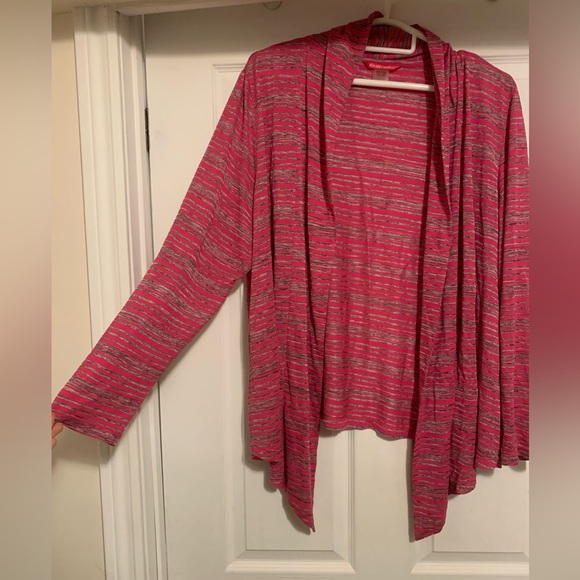 Pink magenta long sleeve drape down cardigan - Picture 2 of 5